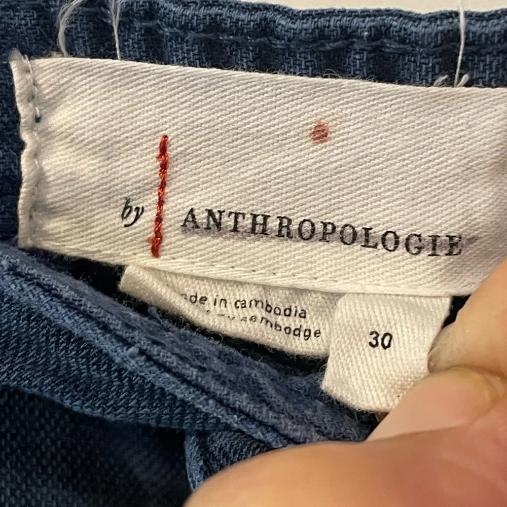 Anthropologie Audra Linen Blend Cropped Utility Pants in Blue Size 30 - Picture 4 of 8